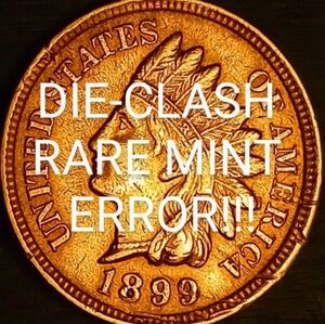 1899 (RARE MINT ERROR!) INDIAN HEAD PENNY! "OBVERSE DIE CLASH"~WOW-COIN~(#9.865)